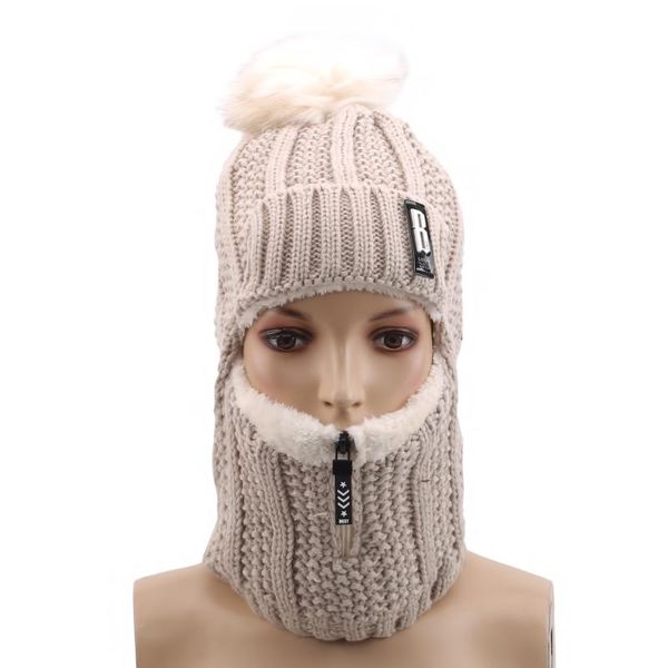 

women wool knitted hat ski hat sets for female windproof winter outdoor knit warm thick scarf collar warm girl gift, Blue;gray