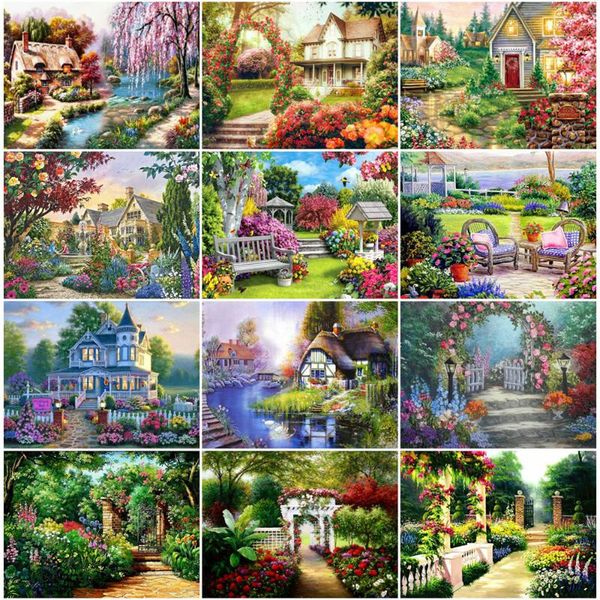 

paintings evershine diamond painting garden full square embroidery scenery natural rhinestone cross stitch mosaic kit home decor