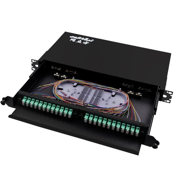 

rack mount fiber termination box for 48 core upc apc lc pigtail patch panel optical distribution frame odf push-pull type