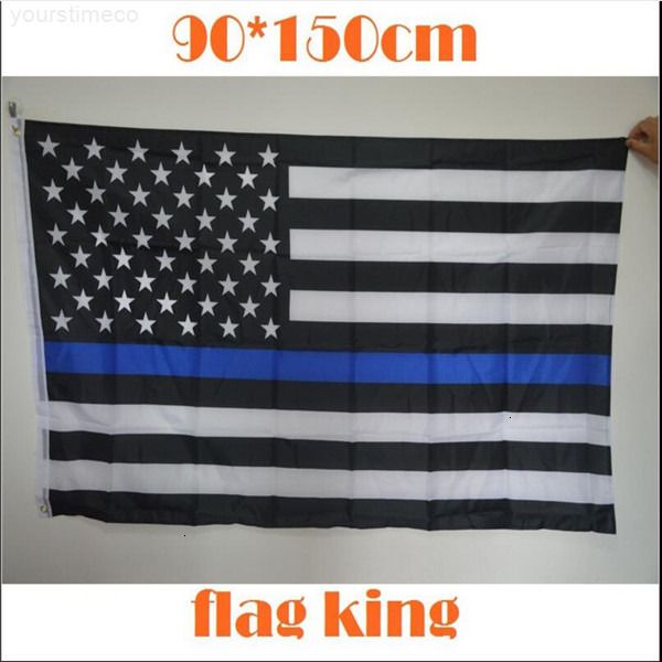 

foot police line 3 thin * 5 usa black white and blue american flag with brass grommets banner flags ju0065