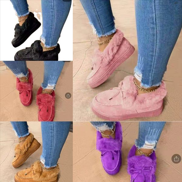 

z3v65 new women fluffy slippers soft plush home cotton yarn mop cotton fur plus velvet floor cartoon bear winter warm shoes snow boots, Black