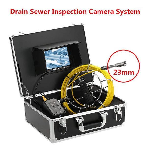 

20m cable reel diameter 23mm camera head drain sewer inspection camera system ip68 waterproof 7inch display screen1