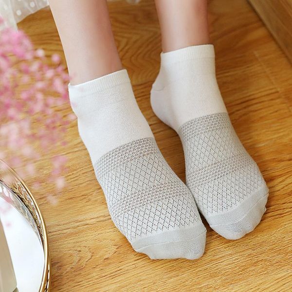 

socks & hosiery solid mesh women's short invisible ankle women summer breathable thin boat calcetines 5 colors, Black;white