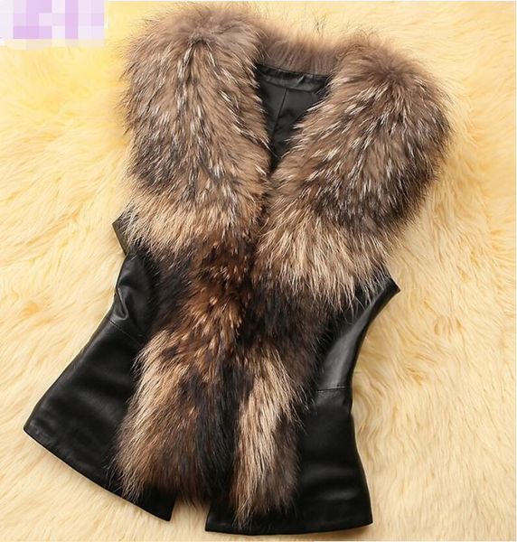 

autumn and winter imitation fur short vest women korean style slim-fit imitation fur women vest imitation raccoon fur vest, Black;white