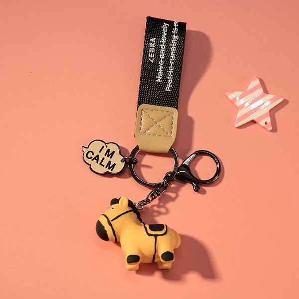 

keychains 2021 cute pony keychain threaded printed wristband bag pendant creative couple grassland animal charm holder, Silver
