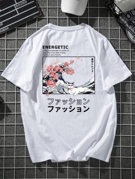 

men japanese & slogan graphic tee u8zm#, White;black