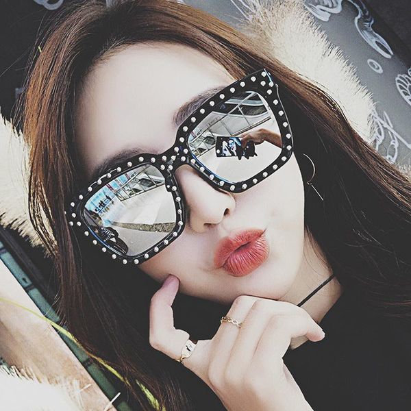 

sunglasses punk rivet retro fashion oversized for men women brand designer sun glasses eyewear eye shades uv400, White;black