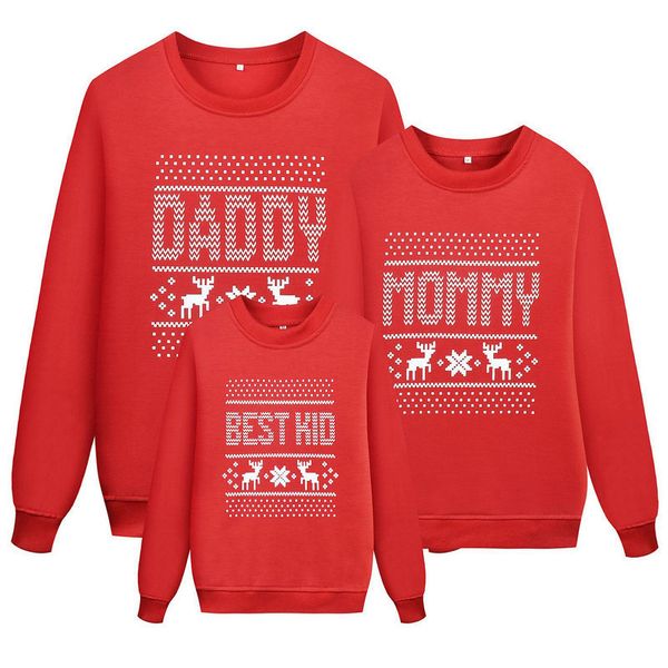 Мама папочка Лучшие дети Рождественские котлеты оленей зимняя семья сопоставляющие толстовки перемычки топ красный пуловер верхняя блузка рождественская одежда LJ201111