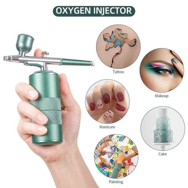 

face care devices steameroxygen injector mini air compressor kit air-brush paint spray gun airbrush for nail art tattoo craft cake nano fog