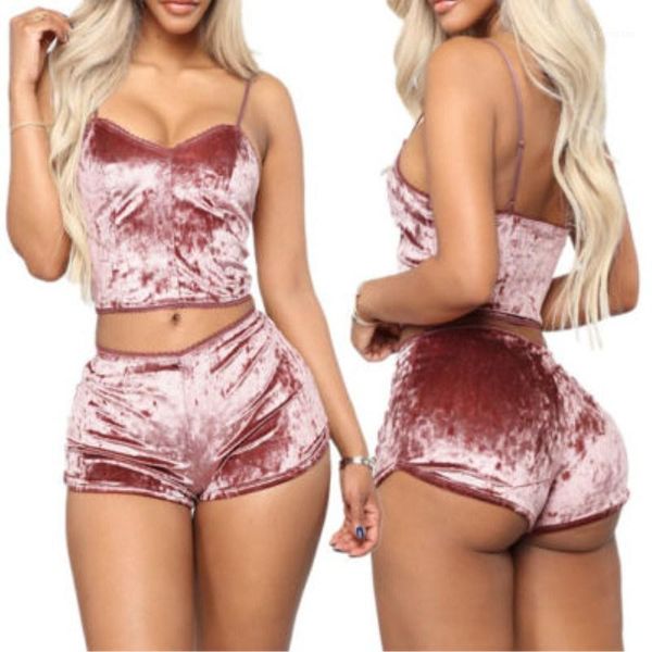 

women's underwear pajamas velvet crop +shorts three colors clothes sets1, White