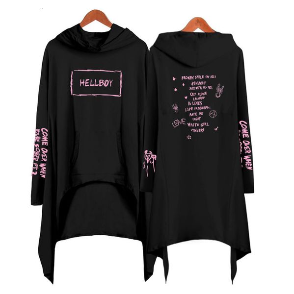 

simple irregular lil fashion casual peep hooded drs sweater, Black;gray