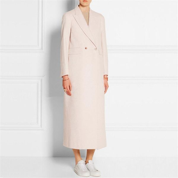 

women's autumn winter coat fashion pure wide-waisted blends female jackets long women wool light pink elegant outerwear, Black