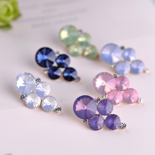 

stud lubov elegant crystal opal stone earrings rhinestone decoration piercing for women fashion christmas gift jewelry, Golden;silver