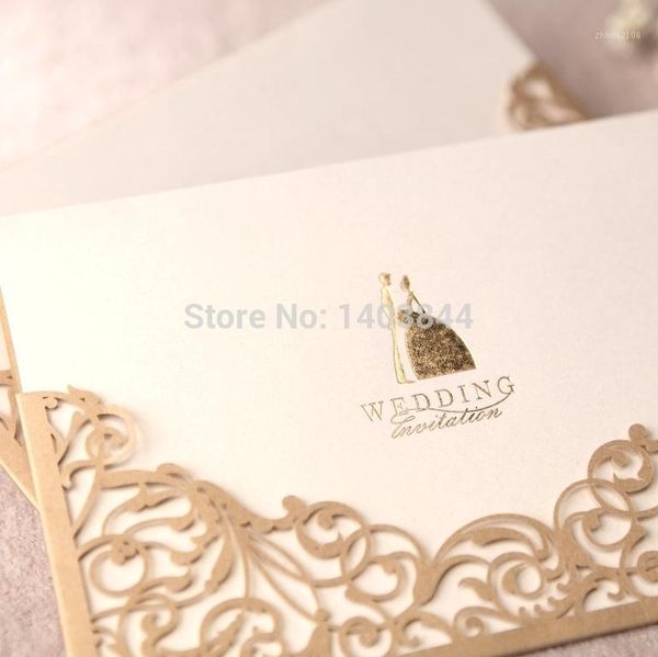 

wholesale- laser cut pocket wedding invitation on pearl paper cw10161