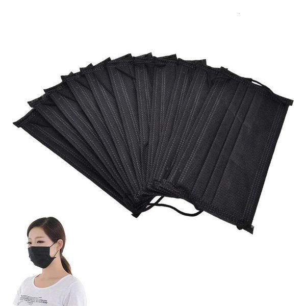 

mask earloop 4 disposable face dental activated 10pcs/pack layer woven non black carbon qoecn