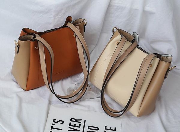 

new fashion trend bucket women's handbag simple matching color single-shoulder diagonal cross bag