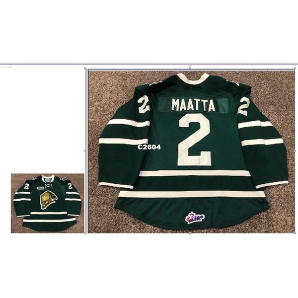 

real men real full embroidery #2 olli maatta london knights game issued ohl hockey jersey or custom any name or number hockey jersey, Black