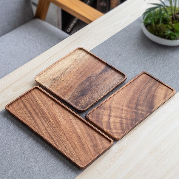 

2021 new black walnut storage plate rectangle square shape bread fruit dishes saucer tea tray dessert dinner plates dhv8