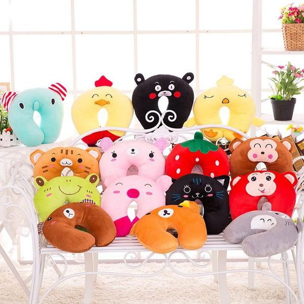 

cartoon u-shape travel pillow for airplane inflatable neck travel accessories pp cotton neck pillow for sleep home textile