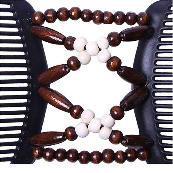 

new women hair wooden combs retro magic bead stretchy double jewelry comb clip hairpins salon styling tamer drop jllbpz, Silver