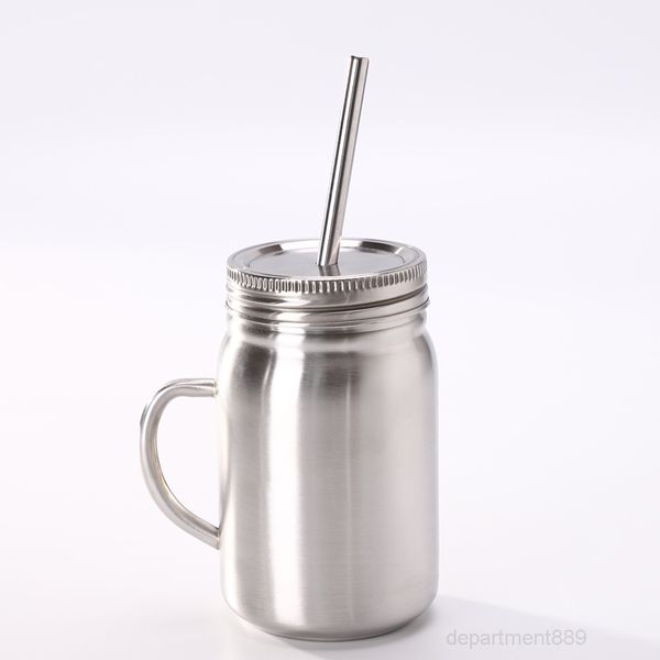 

500ml mason jar stainless steel double walled tumbler with handle lids and leak proof lid water bottle owd2868