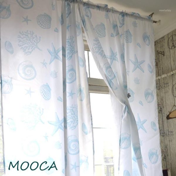 

curtain & drapes blue sea life shower finished decoration1