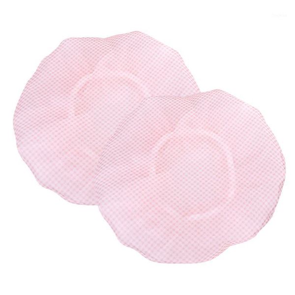 

2pcs waterproof shower cap hats double layers lace round dots bathing cap dustproof head cover (random color)1