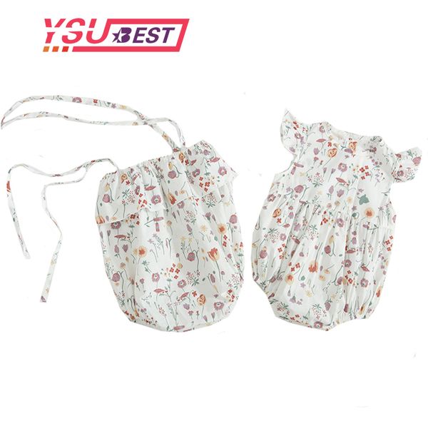 

summer baby bodysuit 0-3y baby bodysuits baby girls and babies climb on triangle sleeveless cotton jackets with colorful flowers 201031, Blue