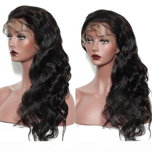 

13x6 lace front human hair wig with natural hairline body wave glueless virgin brazilian 13x6 deep part lacefront wigs preplucked, Black