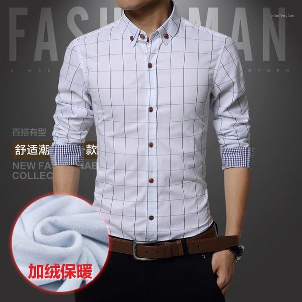 

new arrival winter men's plaid shirt fashion brand clothing thick warm shirts men cotton casual male social shirt1, White;black