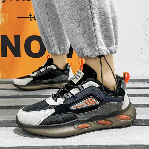 

men's dad new youth low casual sports men's winter versatile plush cotton aj coconut shoes, Black