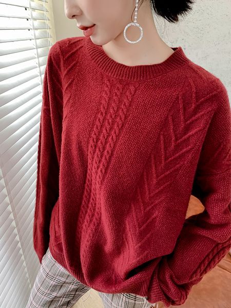 

2021 100% knitting women blouses style oneck loose lungs from sperm female pure jumpers mean wool tgyz, White;black