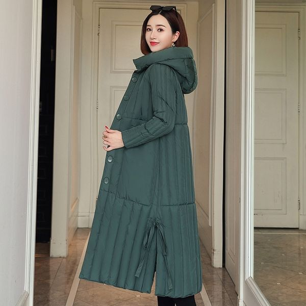 

winter x-long parka for women solid jackets slim thick hooded cotton padded coats oversized office ladies manteau femme 210203, Black