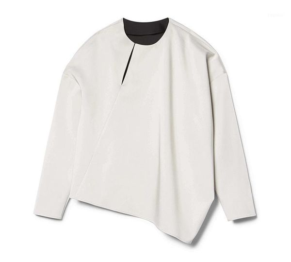 

2020 spring women's shirt autumn solid color long sleeve o neck casual blouse shirt simple bat sleeve autumn long 1, White