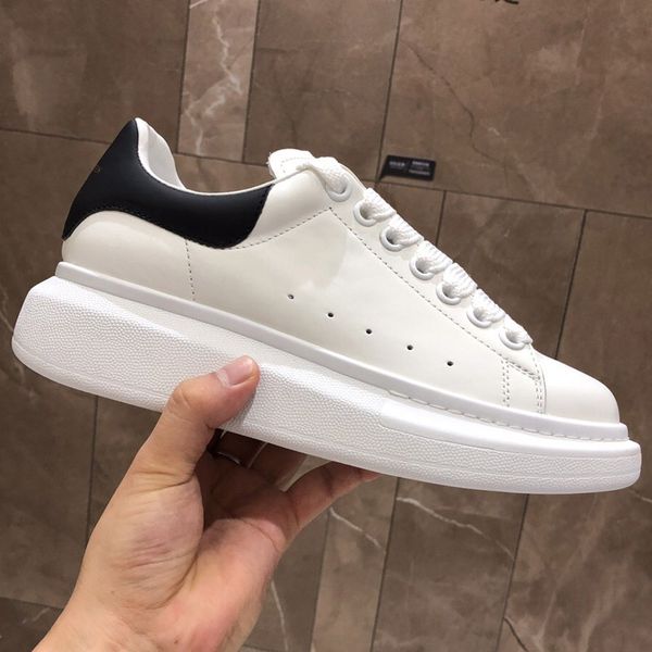 

casual shoes genuine leather sneakers mens women trendy trainer white leather platform luxurys designers shoes flat chaussures, Black