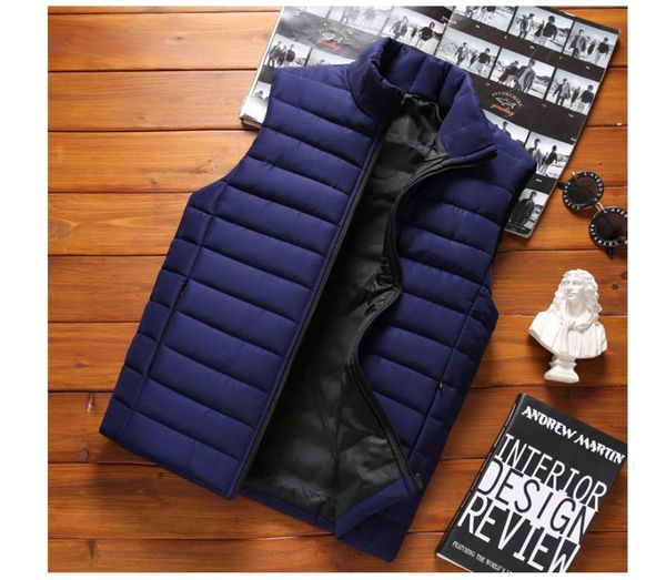 

sleeveless vest men's winter fashion cotton quilted vest stand-up collar men's coat warm clothes 2020, Black