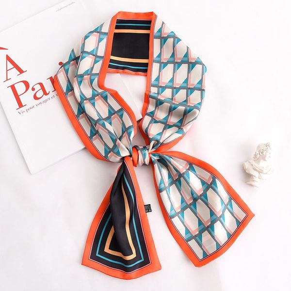 

scarves 2021 fashion for women silk satin hijab scarf female bandana shawl headband scarfs ladies poncho, Blue;gray