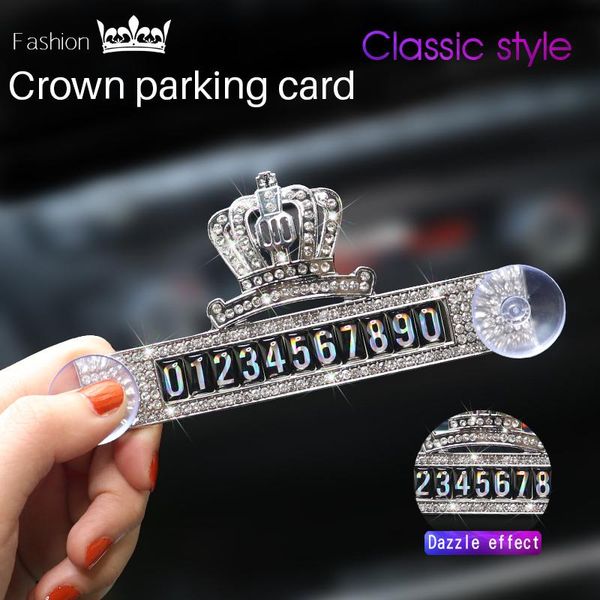 

светящаяся корона кристалл укладки автомобиля временная парковка бриллиант с присоскими телефонными номером карты тарелка автомобильные аксе