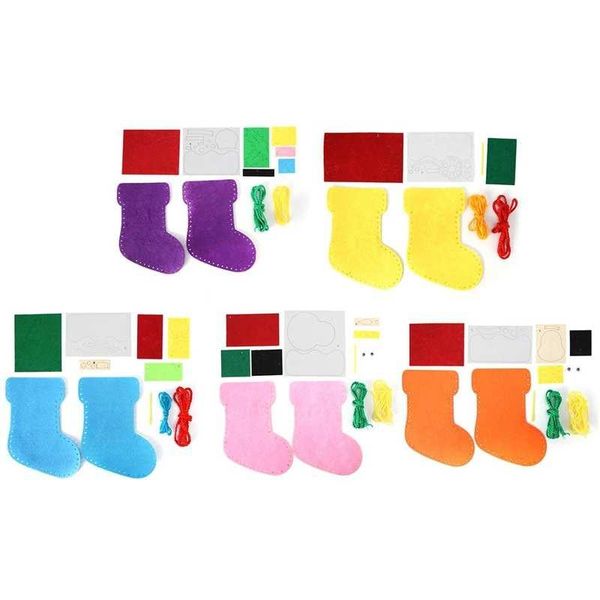 

5pcs diy cartoon christmas gift stocking bag sock xmas tree hanging ornament decoration supplies