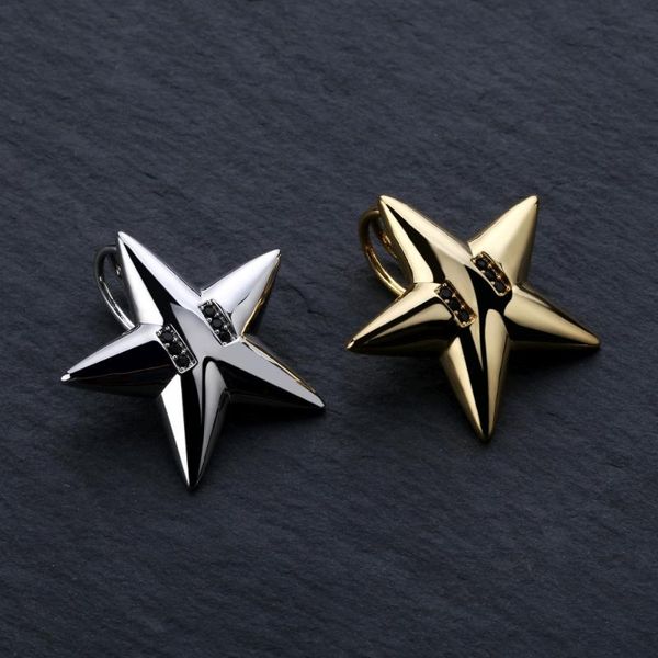 

pendant necklaces rillz solid back five-pointed star necklace mens/women hip hop/punk gold silver color charms jewelry