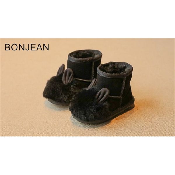 

fast shipping winter round head children' leather warm girl' cotton 2554 boots y201028, Black;grey