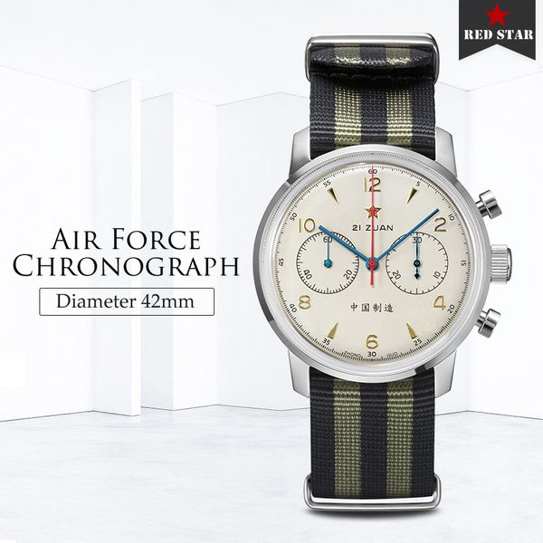 

42мм циферблат 1963 мужские часы хронограф сапфир шток st1901 движение мужские механические часы pilot китайские ввс 201113, Slivery;brown