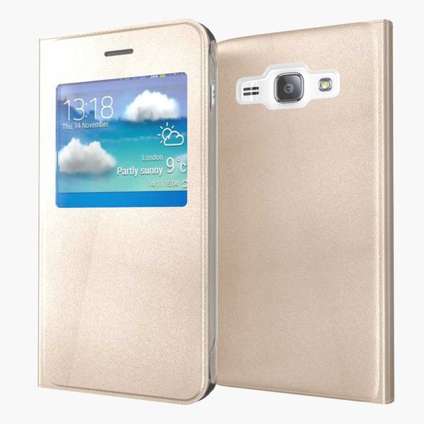 

luxury view phone shell bag for samsung galaxy j1 j120 sm j120f ds j120h 4.5" ultra slim leather flip case