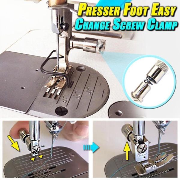 

1/3/5pcs stainless steel presser foot easy change screw clamp clip sewing machine presser foot changer sewing tools accessories1, Black