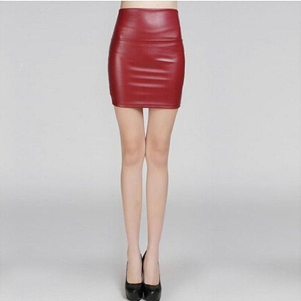 

fashion pu leather women short skirt back zipper skirt a-line package hip mini skirts ladies clothes plus size 3xl, Black