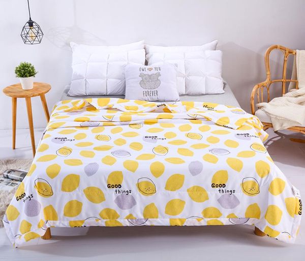 

yellow thin quilted quilt summer comforter microfiber print twin queen air-condition throws blanket 150x200cm/200x230cm