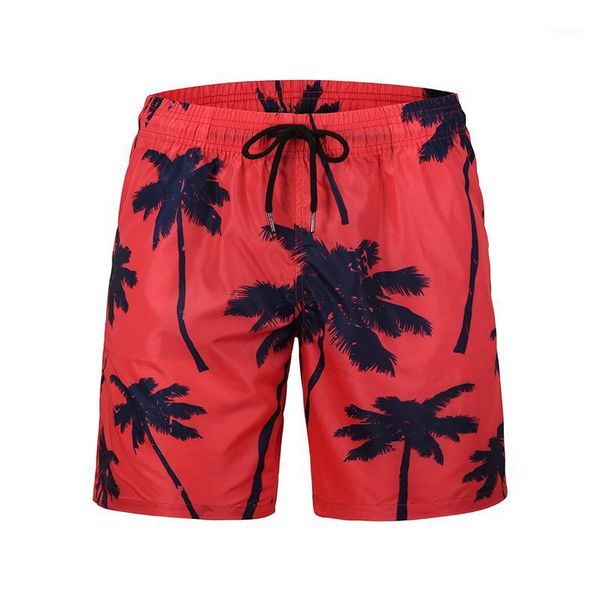

quick dry summer mens beach board shorts coconut tree printed red swim short beach wear eu size m-xxl1, White;black