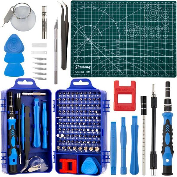 

122pcs mini precision screwdriver set with 98 bits a4 cutting mat multi for computer pc repair hand home tools screwdrivers1