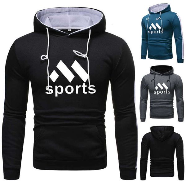 

printed slim fitting hooded youth men's fashion leisure sports sweater, Gray