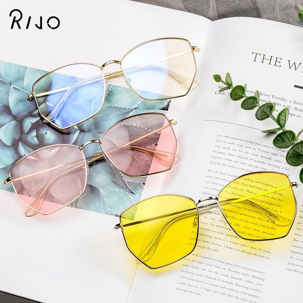 

retro irregular metal gradient sunglasses frame outdoor ladies blue light sungl square transparent polygon gipqd, White;black